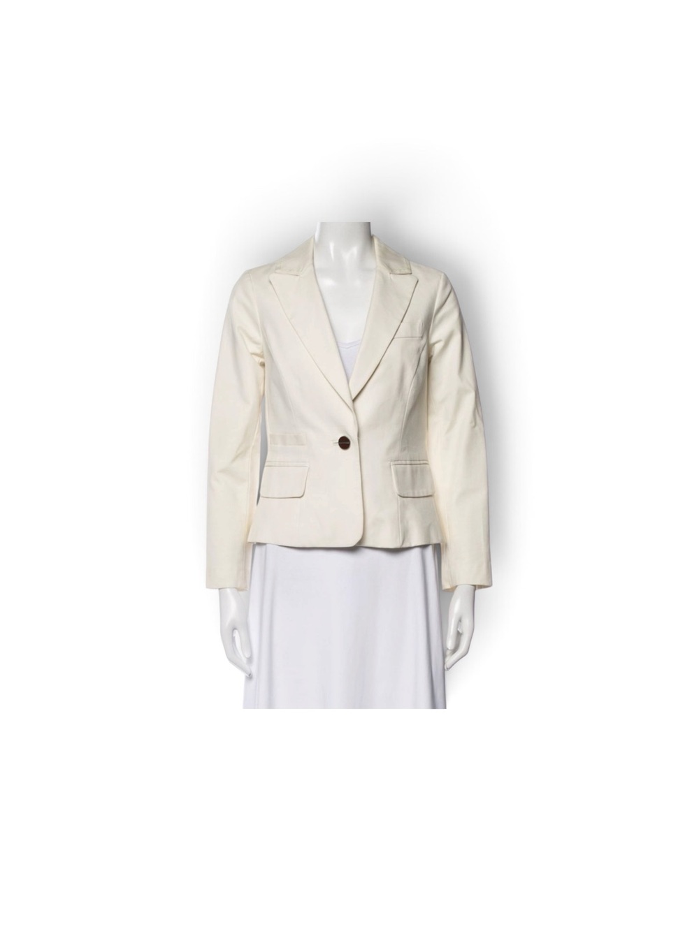 Milly Cream Single-Button Notch Lapel Blazer
